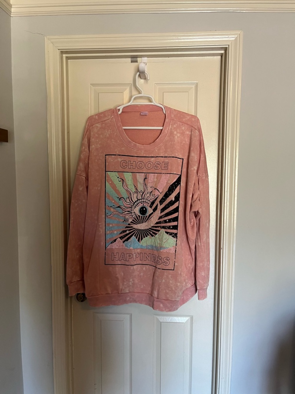 Vintage women’s Choose Happiness Pink Graphic Pullover Sweatshirt